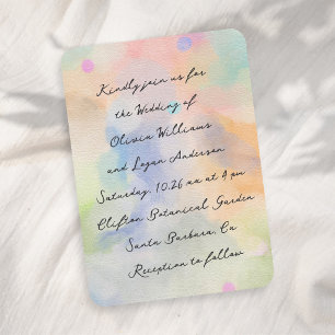 Convites Casamento Moderno com Letra Abstrata em Aquarela
