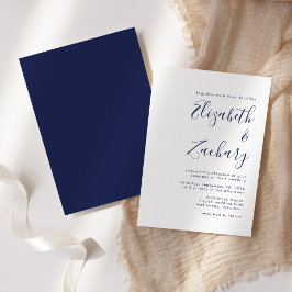 Convites Casamento Moderno com Letra Azul-Marinho