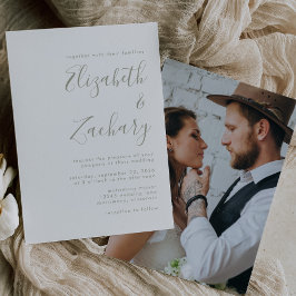 Convites Casamento Moderno com Letra em Verde Sage
