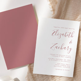 Convites Casamento Moderno com Letra Rosada em Script