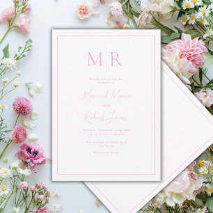 Convites Casamento Moderno com Monograma Rosa Elegante
