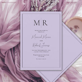 Convites Casamento Moderno com Monograma Roxo Elegante