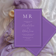 Casamento Moderno com Monograma Roxo Elegante