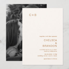 Convites Casamento Moderno com Neutrais Terrenos de Chelsea