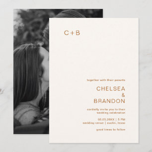 Convites Casamento Moderno com Neutrais Terrenos de Chelsea
