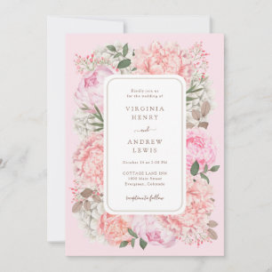 Convites Casamento Moderno com Peônia Rosa