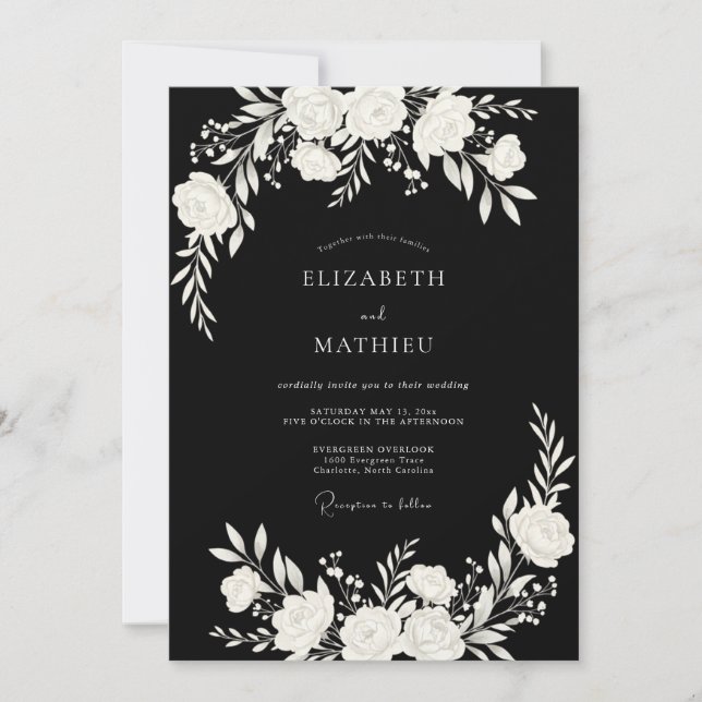 Convites Casamento Moderno com Preto Marcante (Frente)