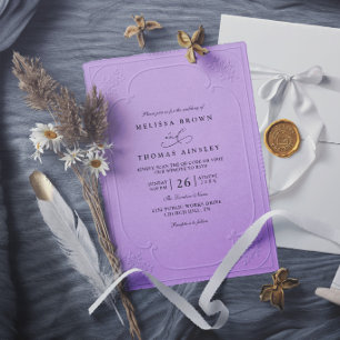 Convites Casamento Moderno com Relevo Ornamentado Elegante