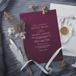 Convites Casamento Moderno com Relevo Ornamentado Elegante