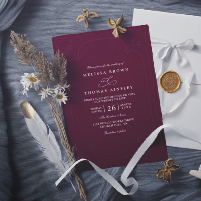 Convites Casamento Moderno com Relevo Ornamentado Elegante  (Criador carregado)
