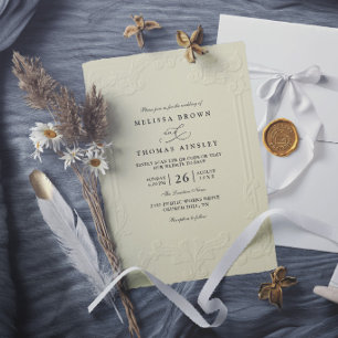 Convites Casamento Moderno com Relevo Ornamentado Elegante