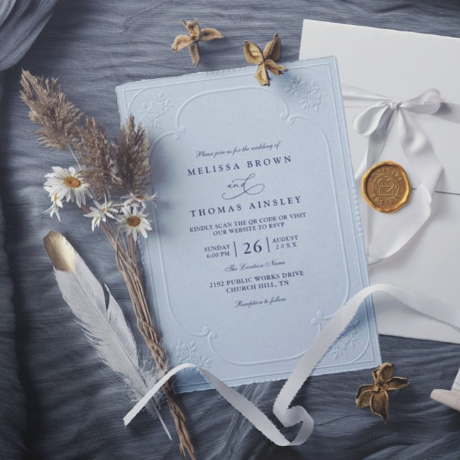 Convites Casamento Moderno com Relevo Ornamentado Elegante  (Criador carregado)