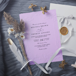 Convites Casamento moderno com relevo ornamentado elegante