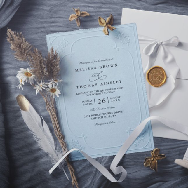 Convites Casamento Moderno com Relevo Ornamentado Elegante  (Criador carregado)