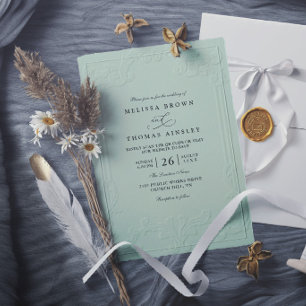 Convites Casamento Moderno com Relevo Ornamentado Elegante