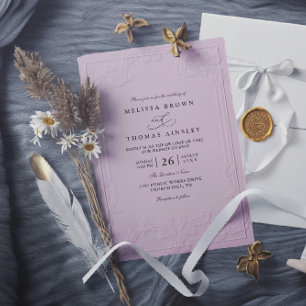 Convites Casamento Moderno com Relevo Ornamentado Elegante