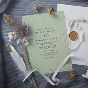Convites Casamento Moderno com Relevo Ornamentado Elegante
