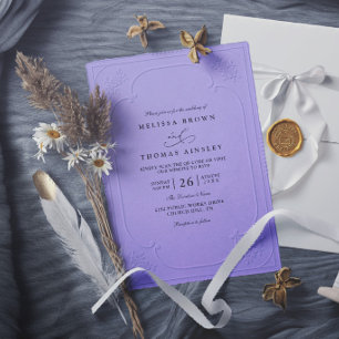 Convites Casamento moderno com relevo ornamentado elegante