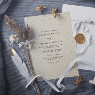 Convites Casamento Moderno com Relevo Ornamentado Elegante