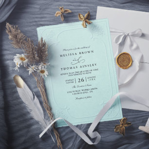 Convites Casamento Moderno com Relevo Ornamentado Elegante