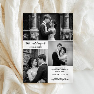 Convites Casamento Moderno com Três Fotos