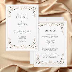 Convites Casamento Moderno com Verdura de Inverno de Dois L