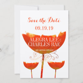 Convites Casamento Moderno Coral Poppy Save the Date