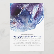 Casamento moderno da aguarela do azul de índigo