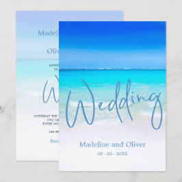 Convites Casamento Moderno da Areia Azul do Oceano Praia