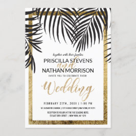 Convites Casamento moderno da beira Dourado preta das