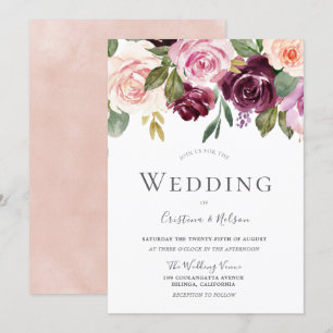 Convites Casamento Moderno da Borgonha Tropical