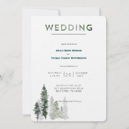 Convites Casamento Moderno da Floresta das Montanhas
