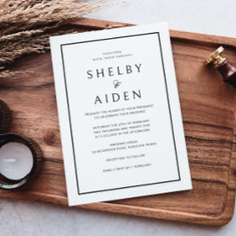 Convites Casamento Moderno da Fronteira Branca e Negra Eleg