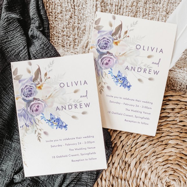 Convites Casamento Moderno da Lavanda Púrpura Pálida (Criador carregado)