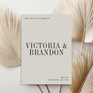 Convites Casamento Moderno da Tipografia Clássica Minimalis