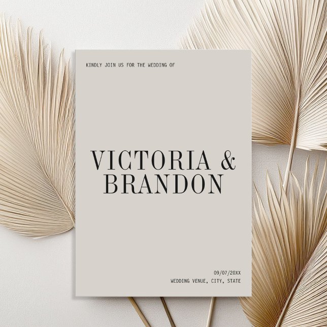 Convites Casamento Moderno da Tipografia Clássica Minimalis (Criador carregado)