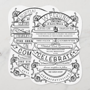 Convites Casamento moderno da tipografia do vintage do