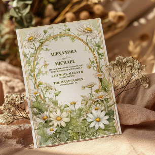 Convites Casamento moderno Daisy Wildflower