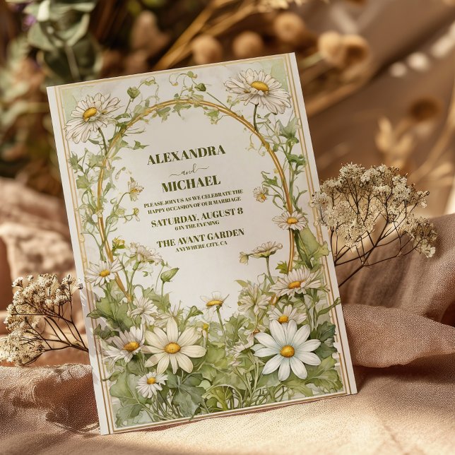 Convites Casamento moderno Daisy Wildflower (Criador carregado)