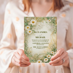 Convites Casamento moderno Daisy Wildflower