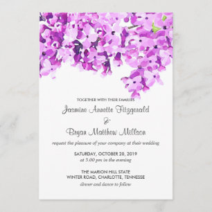 Convites Casamento Moderno das Flores de Água lavanda