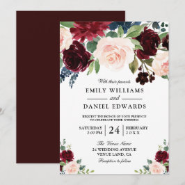 Convites Casamento Moderno das Flores de Aquarela Elegante