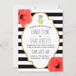 Convites Casamento Moderno das Flores de Hibiscus Pineapple