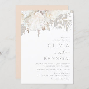 Convites Casamento Moderno das Flores de Ivory White e Boêm