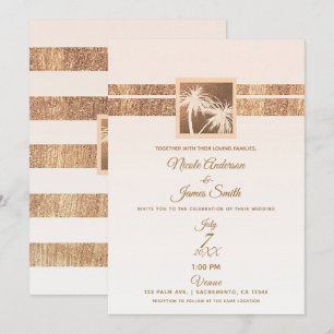 Convites Casamento Moderno das Palmeiras Tropicais de Cobre