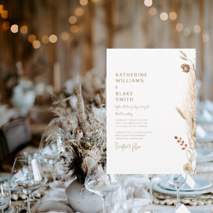 Convites Casamento Moderno das Pampas com Texto Dourado