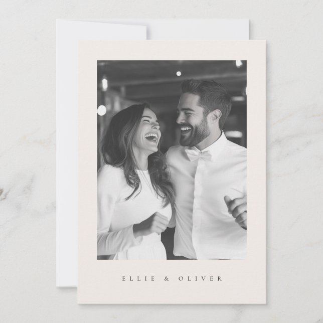 Convites Casamento Moderno de Beige Boho (Frente)