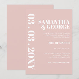 Convites Casamento Moderno de Blush Minimalista Simples