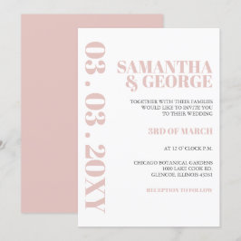 Convites Casamento Moderno de Blush Minimalista Simples