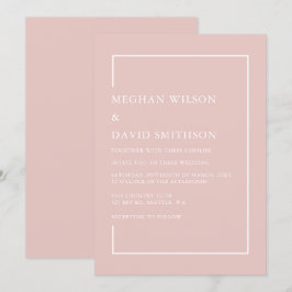 Convites Casamento Moderno de Blush Minimalista Simples